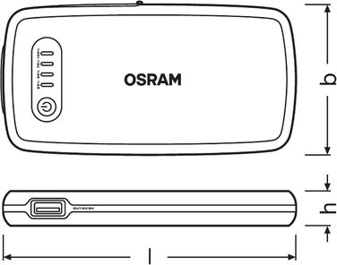 Osram BATTERYstart 400: Літієвий пусковий пристрій 2000A 12V з Powerbank для бензинових та дизельних двигунів (до 8л/4л), 16800mAh