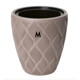 Квітчар MELTOM Blumenkübel: декоративний горщик для квітів з винімним вкладишем, кругла форма, 3D ефект, колір Taupe (M)