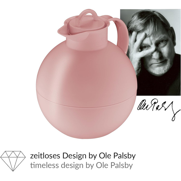 Термос Alfi Kugel 0.94л, 940 мл, Ash Rose - термоізоляційна керамічна колба, поворотний замок, дизайнерський, BPA-free