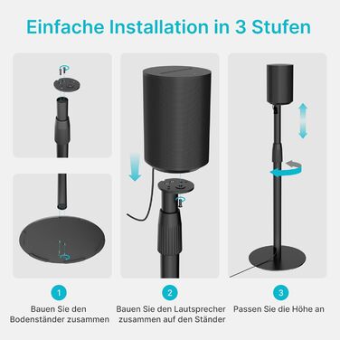 Підставка для колонок PEGZONE, сумісна з SONOS Era 300/100, регульована висота, з кабельною організацією, чорна, 2 шт.