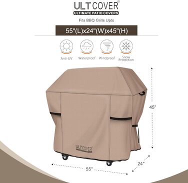Чохол для газового гриля ULTCOVER 140 см, водонепроникний, для 3–5 пальників, сумісний з Weber, Nexgrill, Char-Broil, Brinkmann
