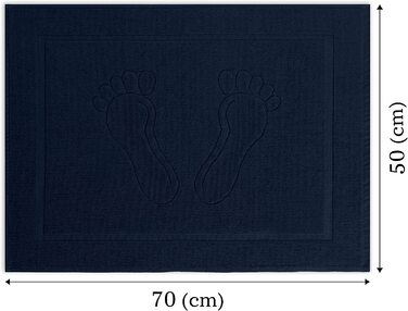 Комплект з 2 килимків для ванної Vency з 100 бавовни, Килимки для ванної 50x70 см, швидковисихаючі Килимки для душу 550 г / м2 Колір (темно-синій)