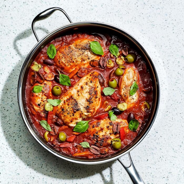 Сковорода HexClad Hybrid з антипригарним покриттям з кришкою, 4.5 л, для плити та духовки, сумісна з індукцією