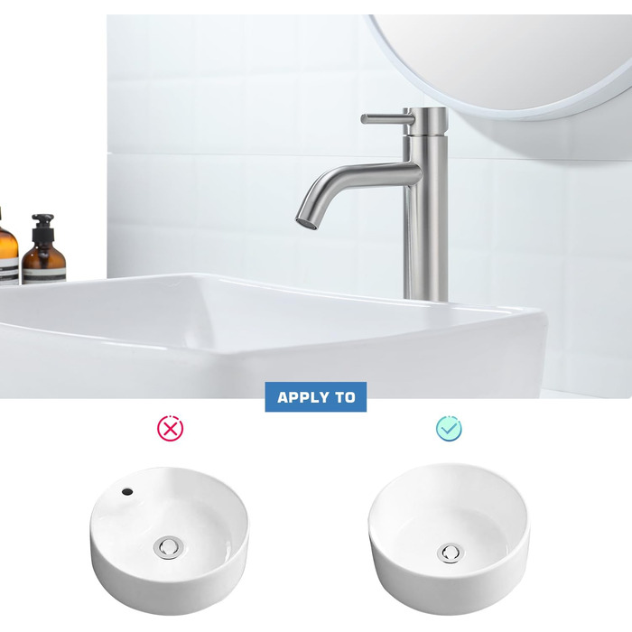 Змішувач для умивальника Decaura, хром, нержавіюча сталь, однорідний, висота виливу 250 мм, для накладної раковини