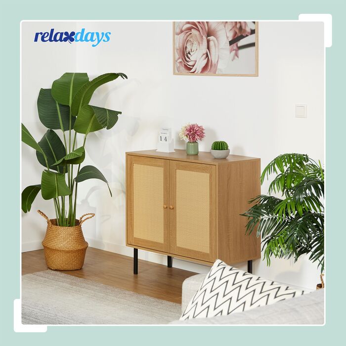 Комод Relaxdays з 2 дверцятами, з імітацією ротангу