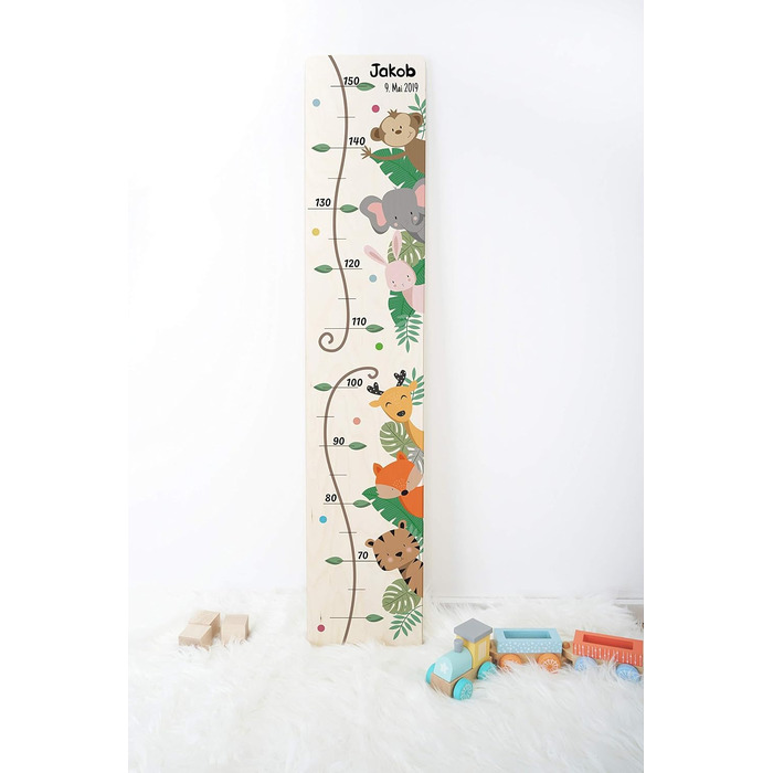 Вимірювальна паличка дитяча дерев'яна, вимірювальна паличка персоналізована з ім'ям для дитячої кімнати, подарунок на день народження для хлопчика і дівчинки, вимірювальна паличка висоти для дітей лісові тварини дерев'яна природа
