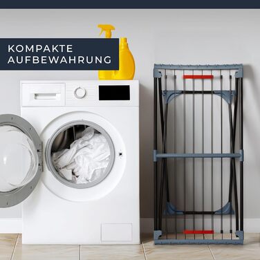 Розкладна сушарка для білизни Phoenix XXL – 20 м сушильної поверхні, чорна, стабільна, з клямками