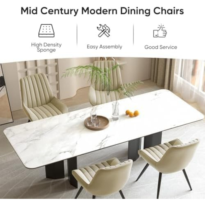 Набір обідніх стільців (4 шт) Бежевий • М'які стільці з подушкою 10 см • Сучасний дизайн • Металеві ніжки • FU01043BL-2