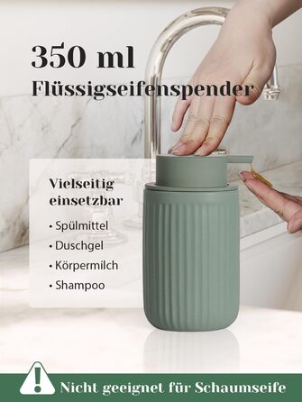 Набір аксесуарів для ванної кімнати 4 шт. з кераміки: дозатор для мила 350 мл, стакан для зубної пасти, мильниця, контейнер для ватних паличок. Декоративний набір для раковини (зелений)