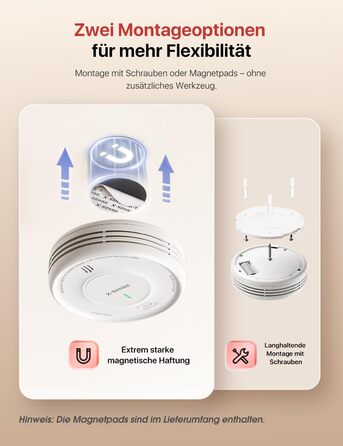 X-Sense Детектор диму розумний Wi-Fi з магнітною кріпленням, мережевий, з базою SBS50, функція App, сумісний з Home Assistant, змінна батарея, XS0D-MR61 (1 шт.)