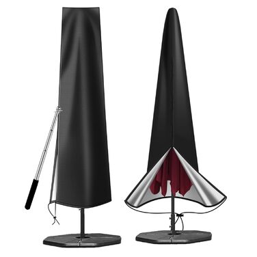 Чохол для парасольки OKPOW 3м: водовідштовхуючий, 600D, з блискавкою, захист від сонця, вітру та снігу, 190см×30/50см, чорний