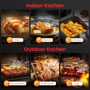 Бездротовий термометр для м'яса Maxtachі з Bluetooth, IP67, 150м, для гриля, BBQ, духовки, коптильні, ротисерії, чорний