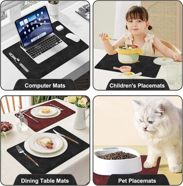 Підставки під гаряче та серветки під тарілку з екошкіри, 6 шт. | Стійкі до гарячого, неслизькі, для кухні та обіднього столу | Зелено-сірий набір