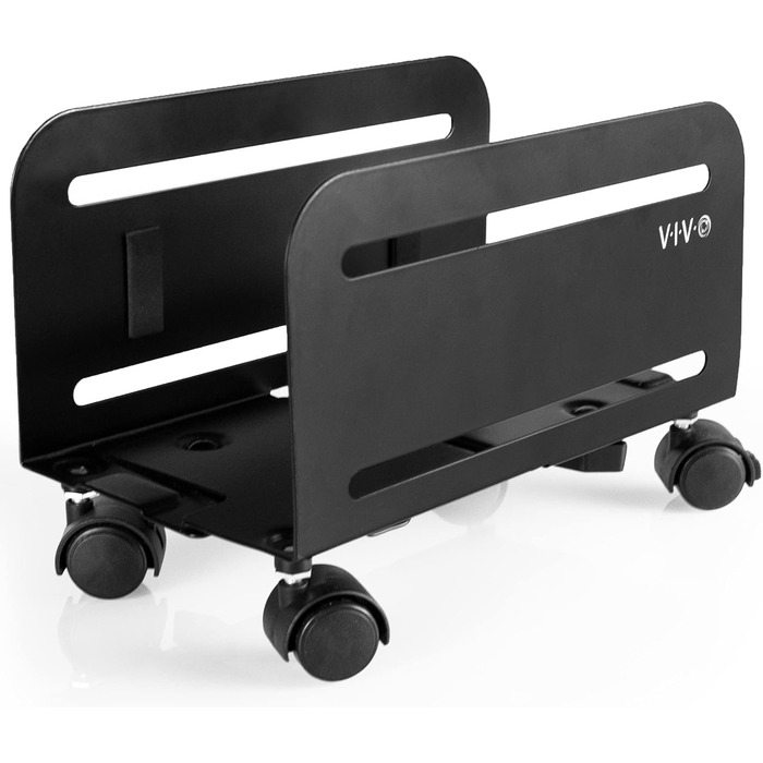 Підставка для ПК VIVO CART-PC01, чорна, регульована, на коліщатках з блокуванням, для ігрового комп'ютера, ATX-корпус