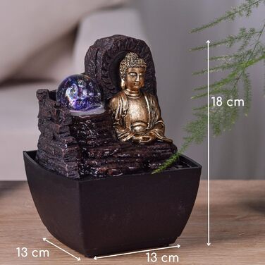 Декоративний фонтан Zen'Light Zimmerbrunnen: для дому, офісу, медитації, LED-підсвітка, H 18 см