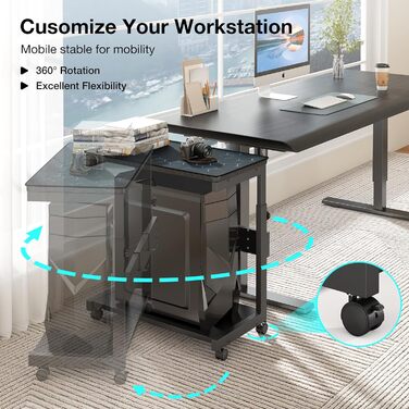 Регульована підставка для комп'ютера/ПК з роликами та підкладкою під мишу, чорна