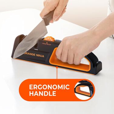 Точилка для ножів Sharp Pebble Orange Ninja з 5 регульованими кутами, преміум-якість – ручна точилка для кухонних та кишенькових ножів