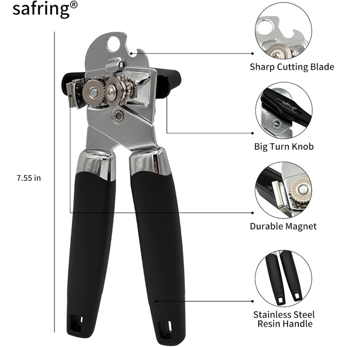 Механічний дозатор для банок з нержавіючої сталі Heavy Duty, гостре лезо, гладка кромка, зручна ручка, багатофункціональний відкривачка для пляшок Large