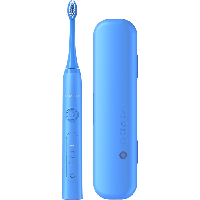Електрична зубна щітка Ordo Sonic+ з кейсом для подорожі, фіолетового кольору (Арктичний блакитний). 4 режими чищення, швидка зарядка USB, для дорослих, смарт-технологія