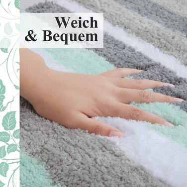 Набір килимків для ванної кімнати Homaxy (2 шт.) з мікрофібри, 40x60 см + 40x120 см, зелено-сірий. Вбираючі, м'які, з високим ворсом