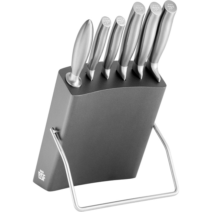 Набір ножів BSF Atlanta 7 предметів у дерев'яному блоці, нержавіюча сталь, антрацит