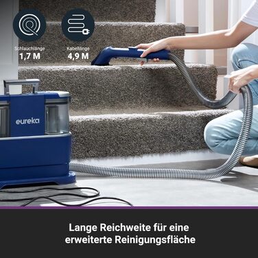 Eureka NEY100: Миючий пилосос для килимів та м'яких меблів | для диванів, килимків, оббивки, авто | Насадки для сухого та вологого прибирання, 12500Pa, 1,5L бак для води