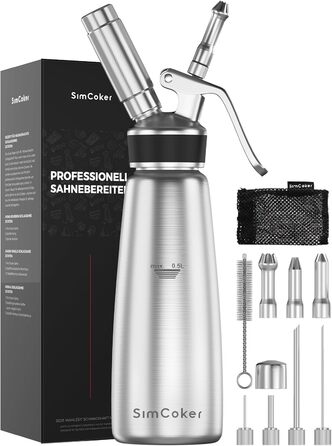 Пристрій для збивання вершків, 500 мл, з набором насадок та щіткою (нержавіюча сталь)