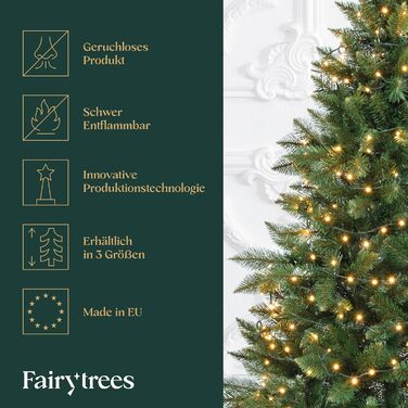 Штучна ялинка FairyTrees 180см NORDMANN FIR з дерев'яною підставкою Зроблено в ЄС