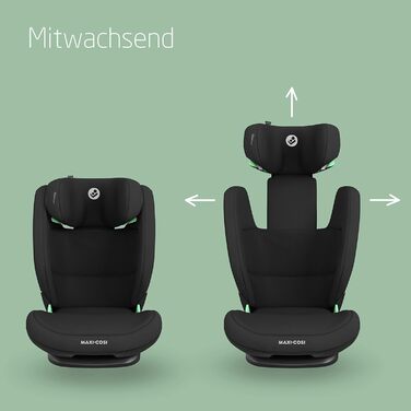 Дитяче автокрісло Maxi-Cosi RodiFix AirProtect, 15-36 кг, 3,5-12 років, відкидне дитяче крісло ISOFIX, регульований підголівник/спинка, додатковий бічний захист, швидке кріплення, (i-Size, Чорний)