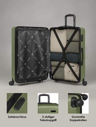 Набір валіз Smartbox Hartschalen 3-в-1 для жінок та чоловіків | Легкі та міцні валізи з ABS-пластику | 4 колеса та кодовий замок (Edition 05) (Оливковий, Набір валіз (3-в-1))