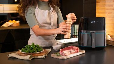 Фритюрниця без олії Cecotec Cecofry Full InoxBlack Pro 5500, 5.5 л, 1700 Вт, 8 режимів, PerfectCook, LED-дисплей