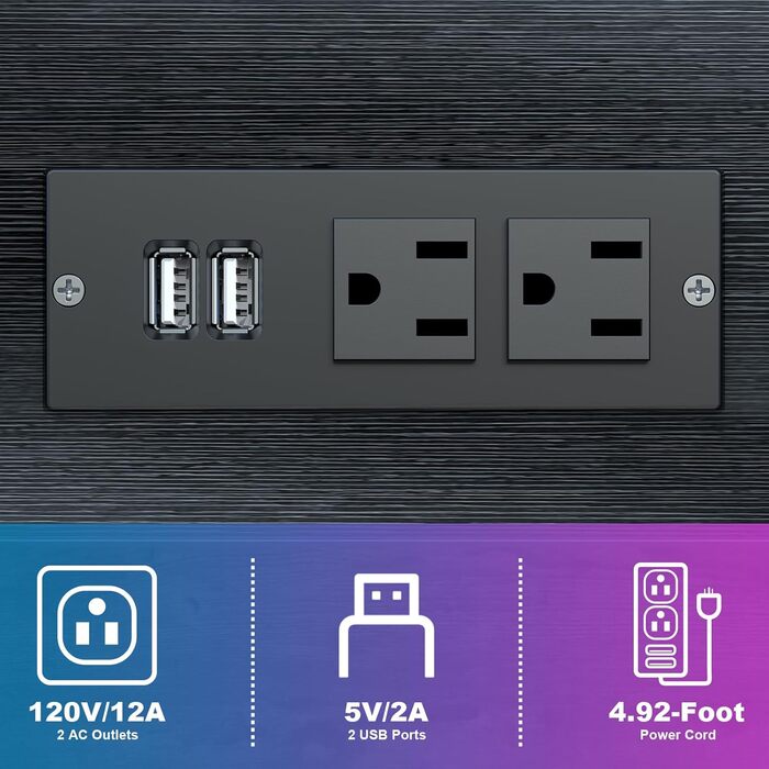 Регульована підставка для комп'ютера з зарядкою та USB-портом, 2-ярусна, ATX, мобільна, для більшості ПК, чорно-сіра