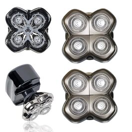 Запасні ротаційні голівки для електричної бритви (4 шт.) — сумісні з Pitbull Skull Shaver, Butterfly Kiss Pro, для обличчя та тіла, сірі (набір 2 шт.)