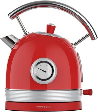Електричний чайник Cecotec Thermosense 420 Vintage Light Red - 1.8 л, 2200 Вт, з термоіндикатором, червоний