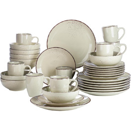 Набір посуду Vancasso Navia для 8 осіб (32 шт.) - сервіз зі stoneware, бежевий, вінтажний дизайн
