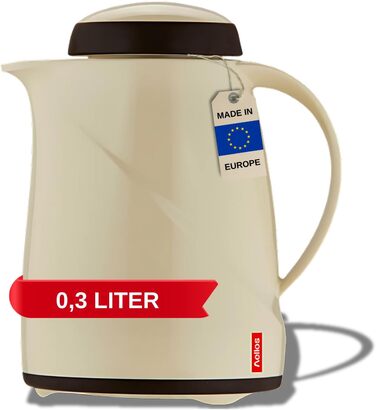 Термос Helios Wave, 1,5 л, пластик, білий, з кришкою-гвинтом, придатний для миття в посудомийній машині