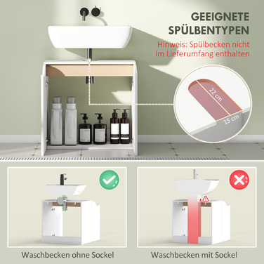 Підставка під раковину, шафка для ванної кімнати з дверцятами з плавним закриванням, біла, 60 x 35 x 57,9 см