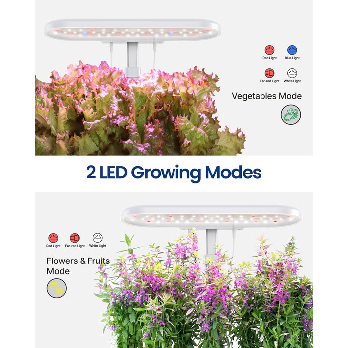 iDOO Система гідропоніки Smart Garden: 10 касет, таймер, LED лампа, вентилятор, регульована висота, для вирощування зелені