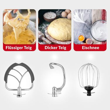 Кухонна машина Lehmann - планетарний міксер з набором аксесуарів - 3 насадки, захист від бризок, 5л чаша, 12 швидкостей, захист від перегріву, неслизька, чорний