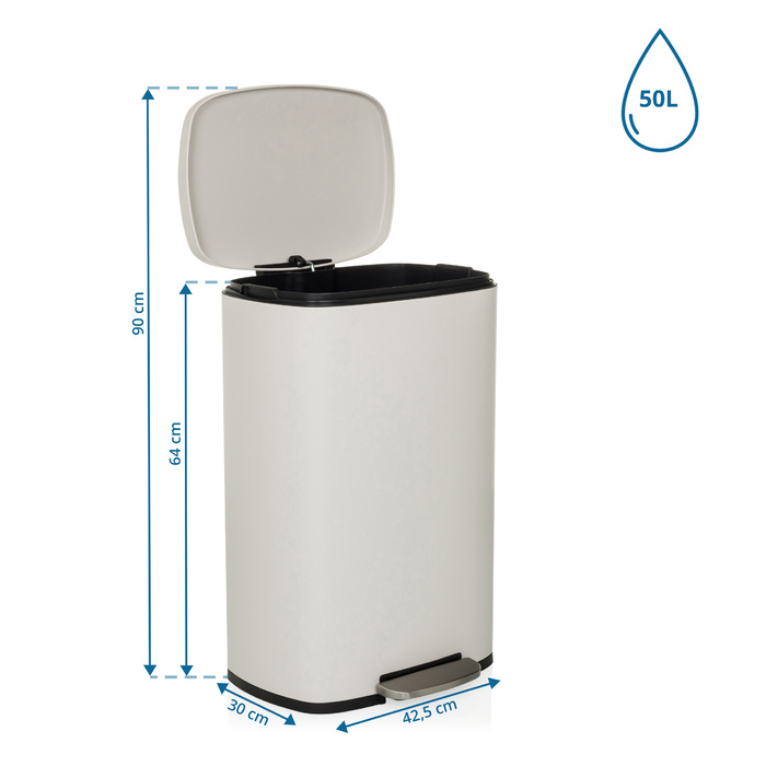 Контейнер для сміття / Відро для сміття CLEAN XV 50л сталь бежевий hjh OFFICE