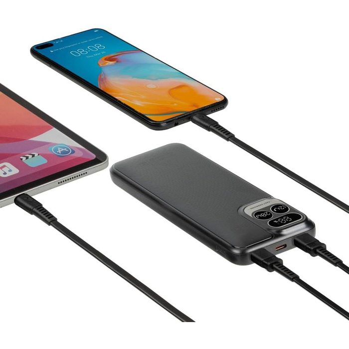 МАг, QC/PD 20 Вт, LCD дисплей, 1 вхід, 3 виходи, USB-C, сумісність з iPhone/Samsung/Huawei/iPad, 2511 Powerbank 10000