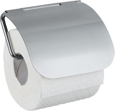 Тримач для туалетного паперу WENKO Static-Loc Plus з кришкою Osimo, тримач для туалетного паперу, кріплення без свердління, надійна фіксація за рахунок статичної адгезії на гладких, герметичних поверхнях, 13 х 13,5 х 3 см