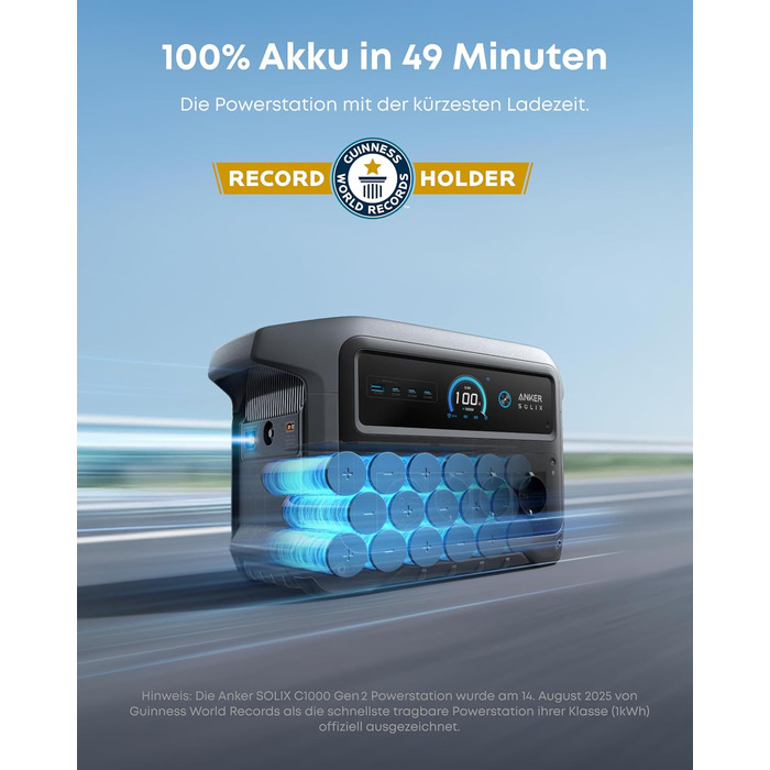 Anker SOLIX C1000 Gen 2: Портативна сонячна електростанція з панеллю 200W, 2000W (3000W пік), 1024Wh LiFePO₄, для резервного живлення