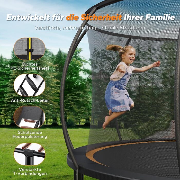 Батут садовий MERACH з захисною сіткою та кільцем для баскетболу 305/366/427/488 см, до 150 кг