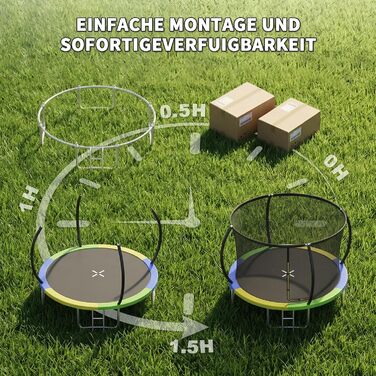 Батут JUMMICO садовий Ø360 см з сіткою безпеки та захисним покриттям для дітей, кольоровий