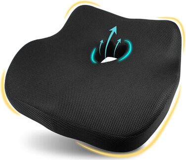 Автокрісло-подушка для спини з Memory Foam для полегшення болю в попереку, велике сидіння для коротких водіїв у далеких поїздках - подушка для автомобіля, офісу - чорний
