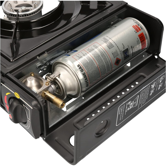 Набір для кемпінгу Z.M.C. Gaskocher: одноконфорочний газовий пальник з адаптером для LPG, кейсом, картриджами 227г та грилем. Підходить для відпочинку на природі та в приміщенні. Має п'єзозапалювання.