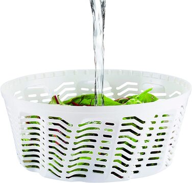 Вращатель для салату Cyliss E940017, пластик, сушарка для салату, включаючи салатницю, технологія Aquavent, (білий, великий, швидка сушка)