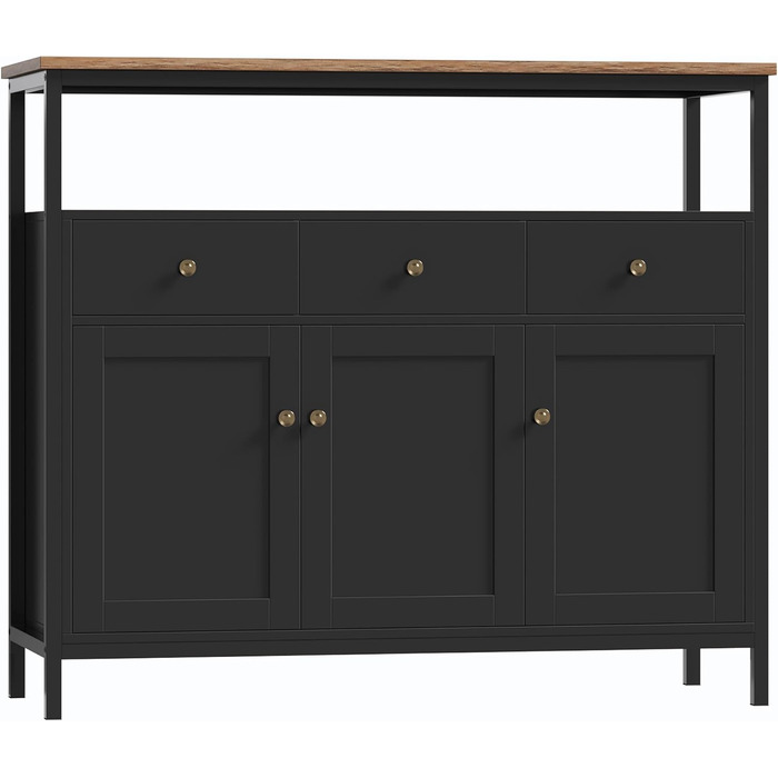 FirFurd Комод-тумба у вітальню, кухню, їдальню. Білий комод з 3 висувними ящиками та 3 дверцятами, регульована полиця, 108x38x98,5 см