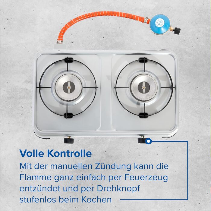 Газовий намет Campingaz Camping Cook CV - 2 конфорки, сірий, для кемпінгу, працює на картриджах